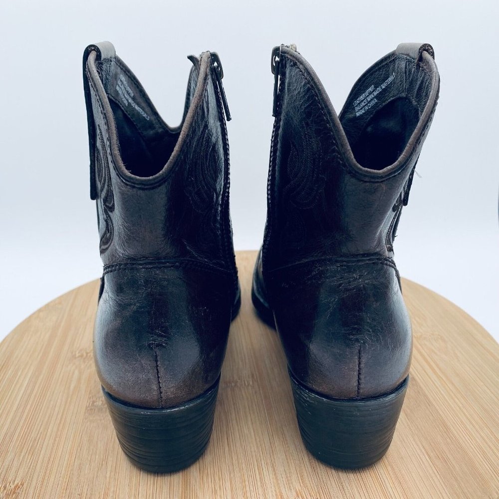 Born Cowboy Boots Womens Size 7.5 Brown Leather Western Ankle Booties Zip - Picture 8 of 11
